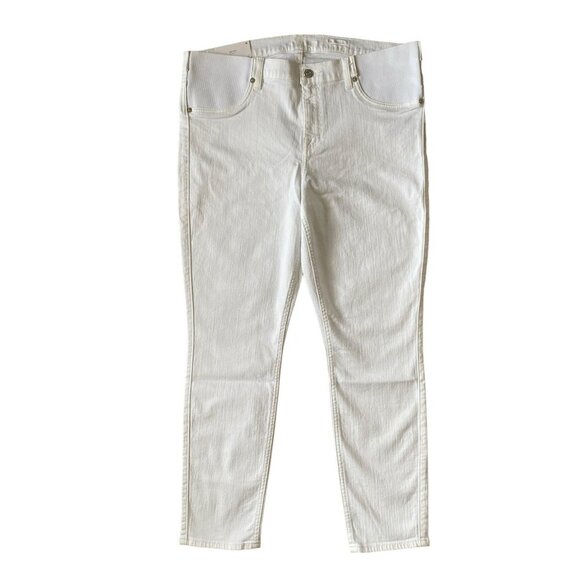 7 for all man kind women's size 32 white ankle super skinny stretch denim jeans